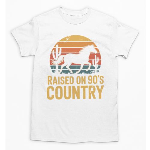 Raised On 90’s Country Horse Retro Nostalgia Western Music Unisex T-Shirt - Figerry