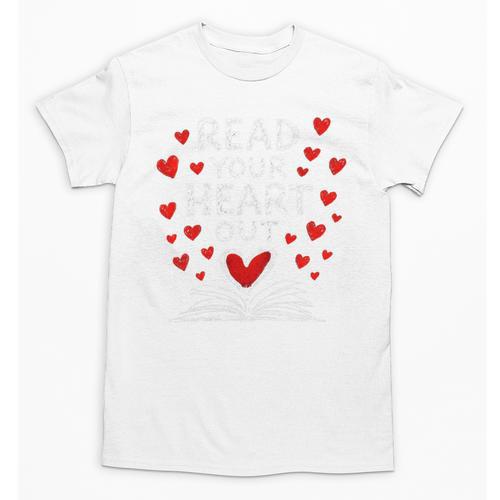 Read Your Heart Out Valentine Book Lover Reading Teacher Unisex T-Shirt - Bookorys UK