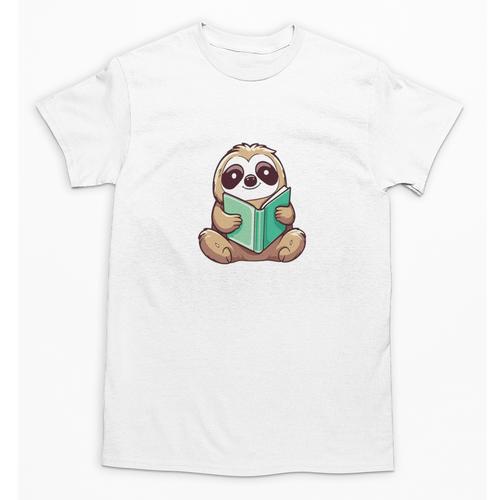 I Read Past My Bedtime Reading Sloth Book Lover Unisex T-Shirt - Bookorys UK