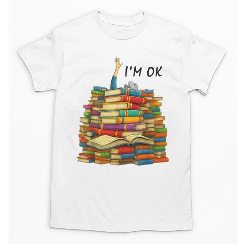 Reading Books Librarian Reader Nerd I'm Ok Teacher School Unisex T-Shirt - Bookorys