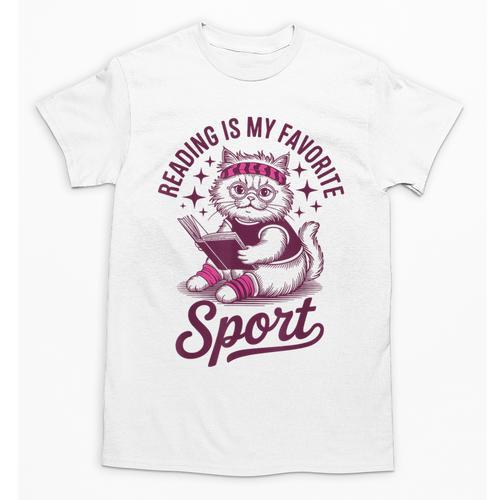 Reading Is My Favorite Sport Cat And Book Lover Women Unisex T-Shirt - Bookorys