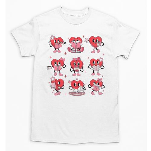 Reading Heart Book Valentines Day Teacher Women Girl Unisex T-Shirt - Bookorys CA