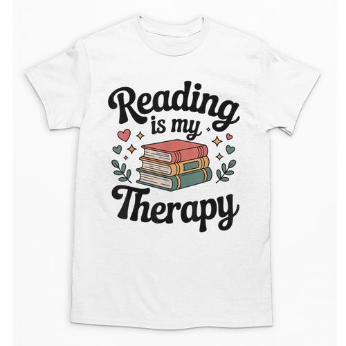 Reading Is My Therapy Book Lover Bookworm Unisex T-Shirt - Bookorys