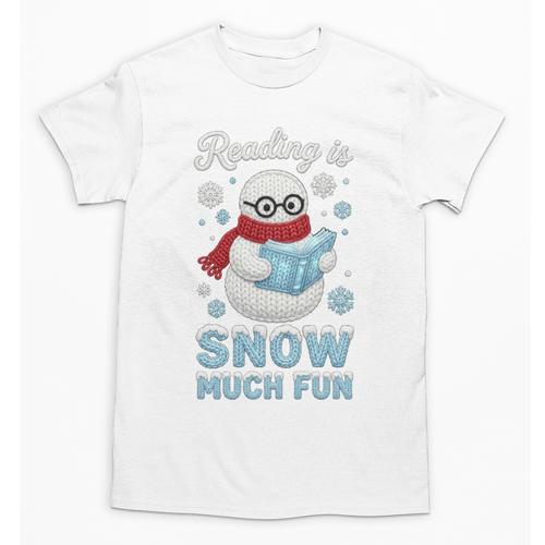 Reading Is Snow Much Fun Book Lover Winter Snowman Humor Unisex T-Shirt - Bookorys DE