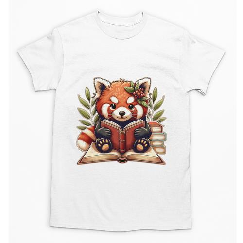 Red Panda Reading Books Pandas Cottagecore Aesthetic Kids Unisex T-Shirt - Bookorys CA