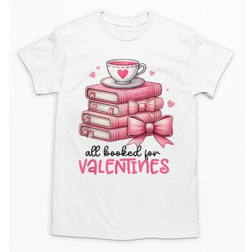 Retro Groovy Valentine Men Women Kid Tees By Emily All Booked For Valentines Book Reading Bookworm Nerdy Unisex T-Shirt - Bookorys AU