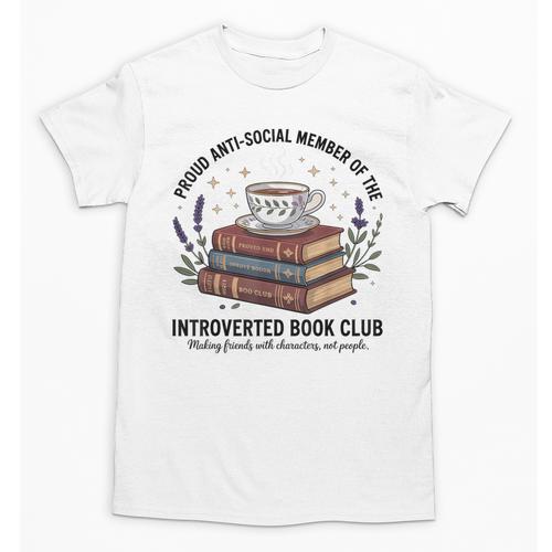 Retro Proud Introverted Book Club Anti Social Reader Unisex T-Shirt - Raresse