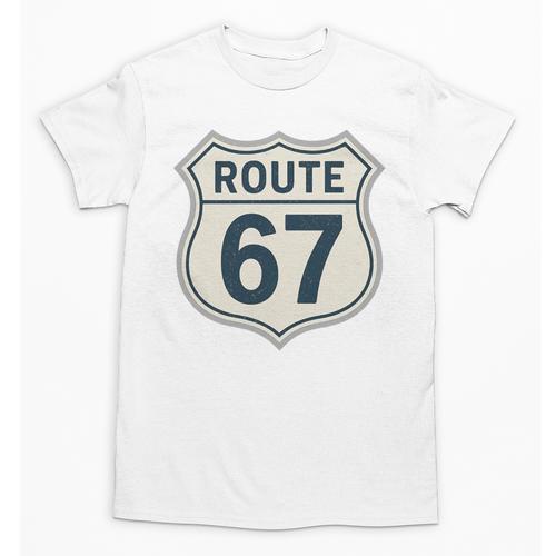 Retro Route 67 Highway Sign Vintage Road Nostalgia Premium Tri-Blend Unisex T-Shirt - Figerry