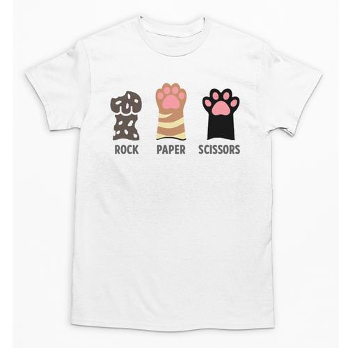 Rock Paper Scissors Hand Game Cute Paw Cat Introvert Unisex T-Shirt - Raresse
