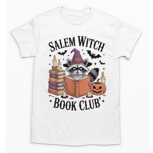 Salem WItch Book Club Halloween Raccoon Witch Reading Book Unisex T-Shirt - Bookorys