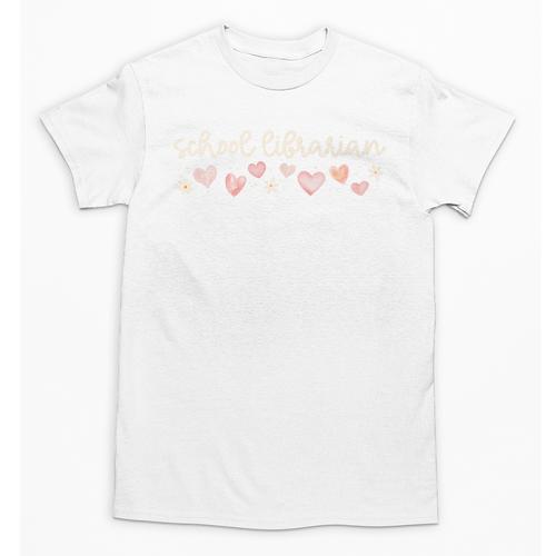 School Librarian Valentines Day Daisy Library Book Lover Premium Unisex T-Shirt - Bookorys
