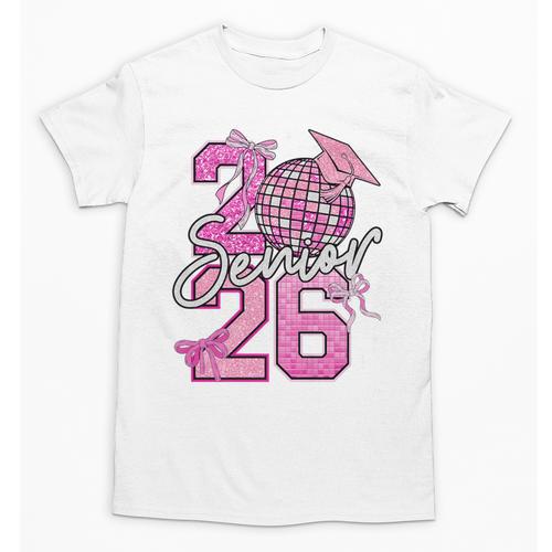 Senior 2026 Graduation Girls Coquette Pink Bow Class Of 2026 Premium Unisex T-Shirt - Best Gift Smart