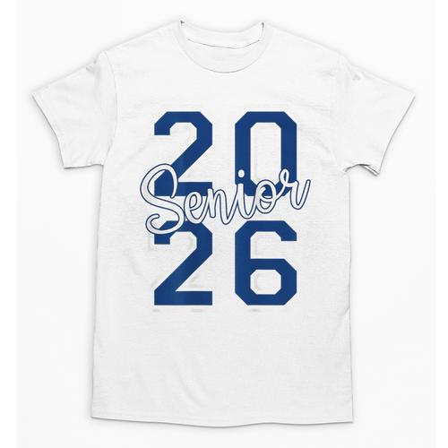 Senior 2026 Graduation Varsity Navy Blue On The Back Unisex T-Shirt - Best Gift Smart