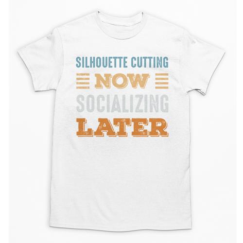 Silhouette Cutting Now Minimal Socializing Introvert Unisex T-Shirt - Raresse