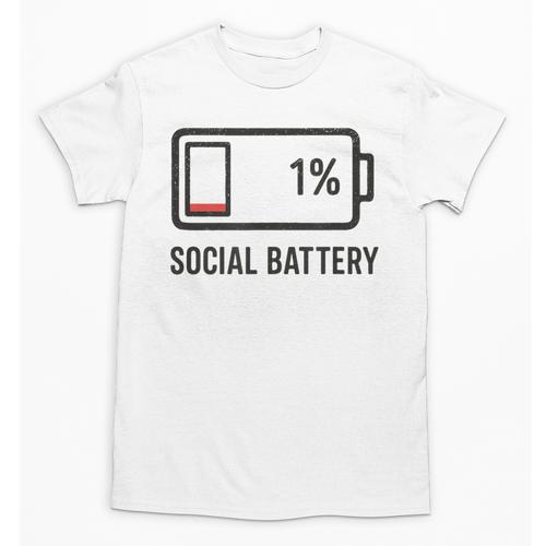 Social Battery 1 Shirt Introvert Anti Social Tee Gif Unisex T-Shirt - Raresse