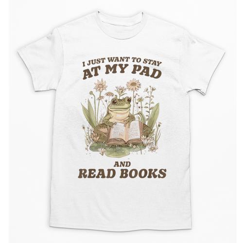 Stay At My Pad And Read Books Frog Introvert Reading Unisex T-Shirt - Bookorys AU