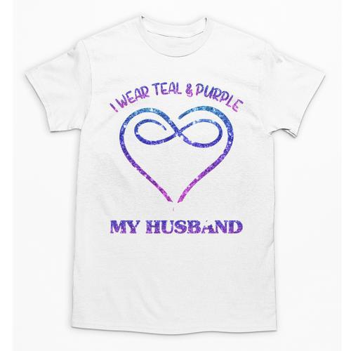 Suicide Prevention Shirt Teal & Purple In Memory Of Husband Unisex T-Shirt - Easessy