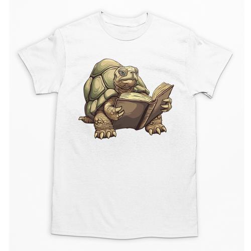Sulcata Tortoise Reading A Book Unisex T-Shirt - Bookorys CA