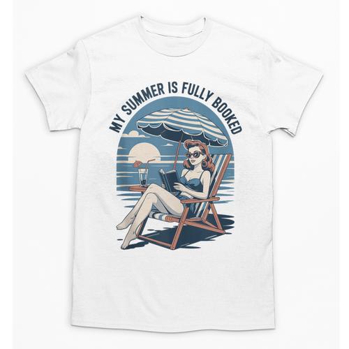 My Summer Is Fully Booked Fun Girls Summer Book Lovers Unisex T-Shirt - Bookorys CA