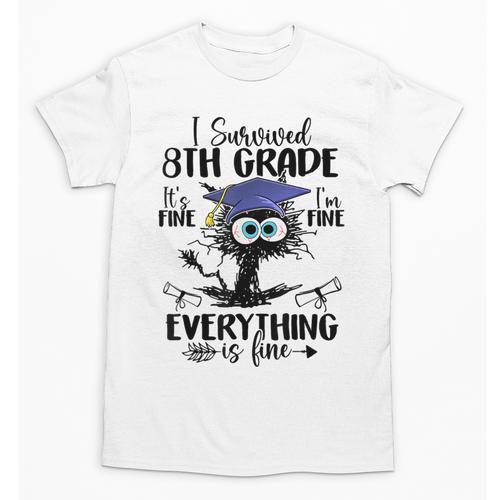 I Survived 8th Grade Graduated Cat Graduation Unisex T-Shirt - Best Gift Smart