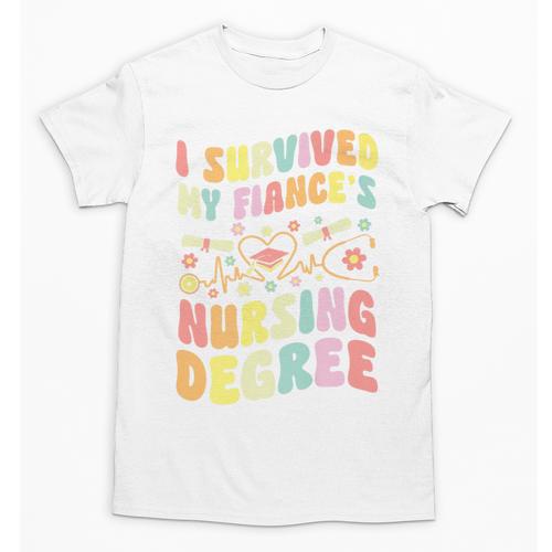 i Survived My Fiance's Nursing Degree Graduation Groovy Premium Unisex T-Shirt - Best Gift Smart