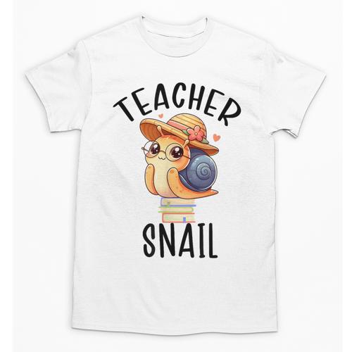 Teacher Snail With Glasses On Books Cute Pre-K Kindergarten Unisex T-Shirt - Bookorys DE