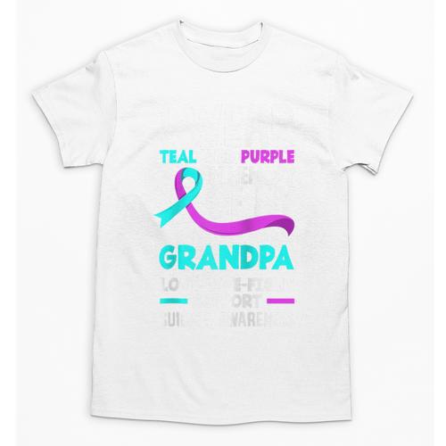 Teal & Purple In Memory Of My Grandpa Suicide Prevention Raglan Baseball Tee Unisex T-Shirt - Easessy