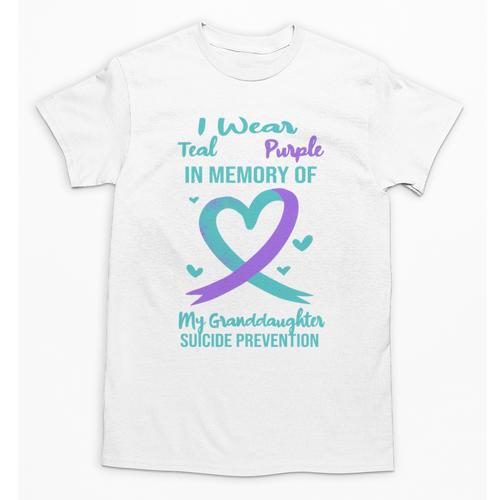 Teal Purple Memory Granddaughter Suicide Prevention Ribbon Unisex T-Shirt - Easessy