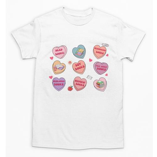 Things I Do On Valentines's Day Book Lover Candy Heart Unisex T-Shirt - Bookorys AU