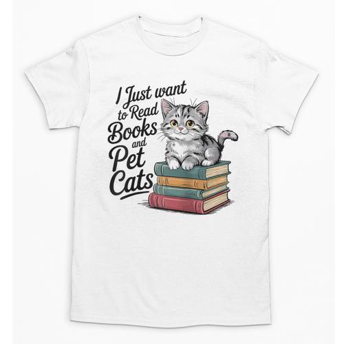 Vintage I Just Want To Read Books And Pet Cats Cat Raglan Baseball Tee Unisex T-Shirt - Bookorys