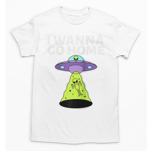 I Wanna Go Home Introvert UFO UAP Flying Saucer Trippy Alien Raglan Baseball Tee Unisex T-Shirt - Raresse