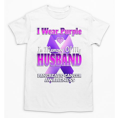I Wear Purple In Memory Of My Husband Pancreatic Cancer Premium Tri-Blend Unisex T-Shirt - Easessy