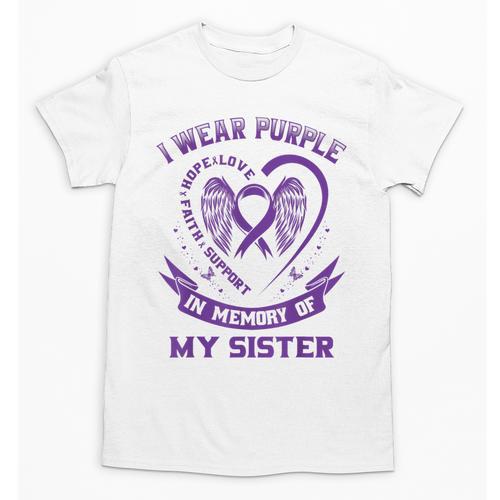 I Wear Purple In Memory Of My Sister Alzheimers Awareness Unisex T-Shirt - Easessy
