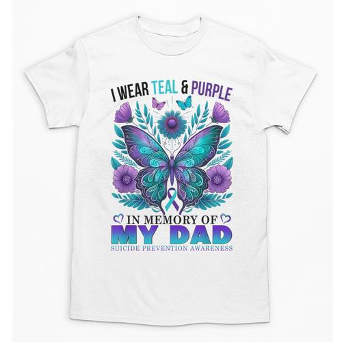 I Wear Teal Purple In Memory Of My Dad Suicide Awareness Unisex T-Shirt - Easessy