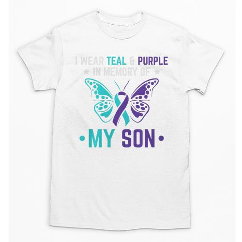 I Wear Teal Purple In Memory Of My Son Suicide Awareness Premium Tri-Blend Unisex T-Shirt - Easessy