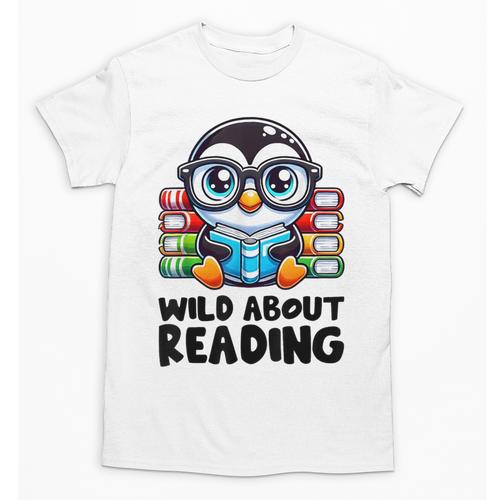 Wild About Reading Book Lover Penguin Unisex T-Shirt - Bookorys DE