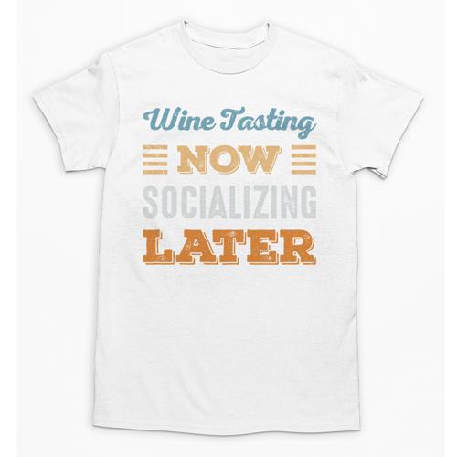 Wine Tasting Now Minimal Socializing Introvert Vintage Unisex T-Shirt - Raresse