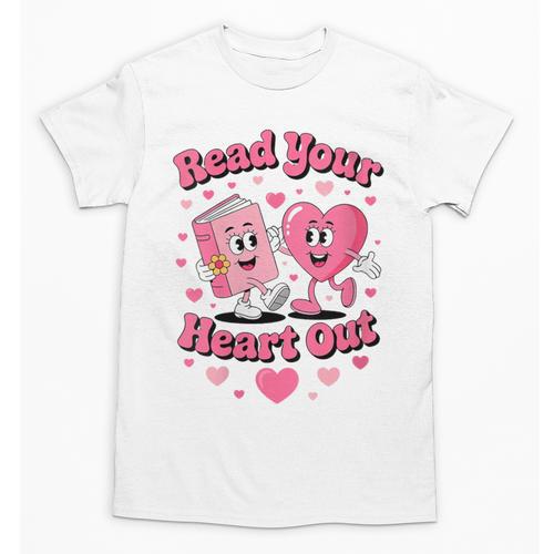 Women's Book Lover Read Your Heart Out Teacher Kids Valentines Unisex T-Shirt - Bookorys