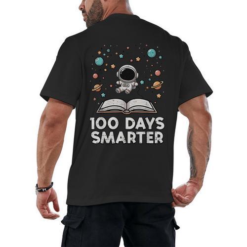 100 Days Smarter Astronaut Book 100th Day Girls Kids Women Men's Back Print T-Shirt - Bookorys DE
