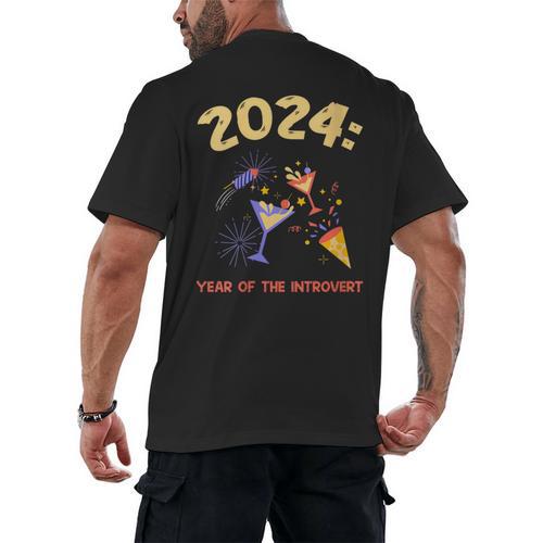 2024 Year Of The Introvert New Year Adventures Men's Back Print T-Shirt - Raresse