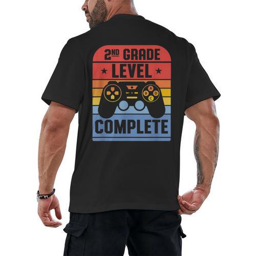 2nd Grade Level Complete Graduation Student Video Gamer Men's Back Print T-Shirt - Best Gift Smart