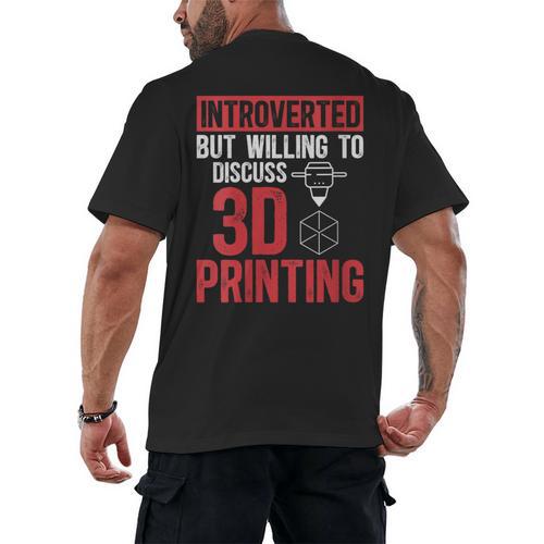 3D Printer Introvert 3D Printing Men's Back Print T-Shirt - Raresse