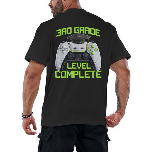 3rd Grade Level Complete Gamer Class Of 2026 Graduation Men's Back Print T-Shirt - Best Gift Smart