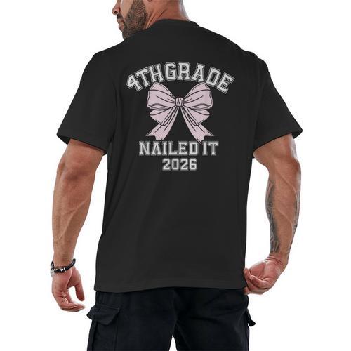 4th Grade Bow 2026 Fourth Grade Graduation Men's Back Print T-Shirt - Best Gift Smart