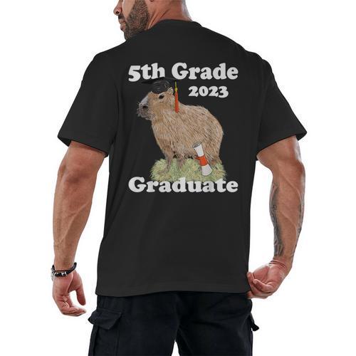 5th Grade Graduation Class Of 2023 Capybara Fifth Graduate Men's Back Print T-Shirt - Best Gift Smart