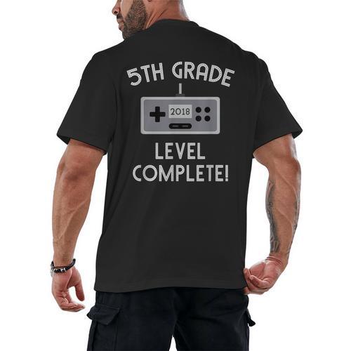 5th Grade Graduation Shirt Level Complete Video Gamer Men's Back Print T-Shirt - Best Gift Smart
