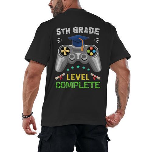 5th Grade Level Complete Gaming Graduation Class 2023 Gamer Men's Back Print T-Shirt - Best Gift Smart