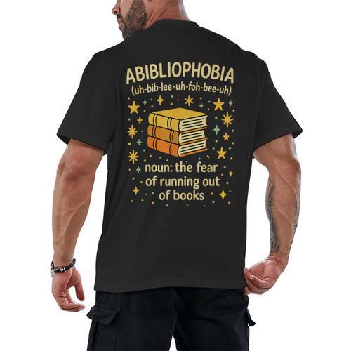 Abibliophobia Book Lover Reading Humor Graphic Men's Back Print T-Shirt - Bookorys DE