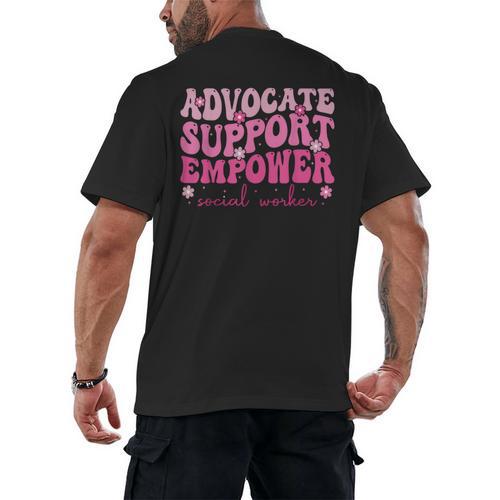 Advocate Support Empower Groovy Social Worker Graduation MSW Men's Back Print T-Shirt - Best Gift Smart