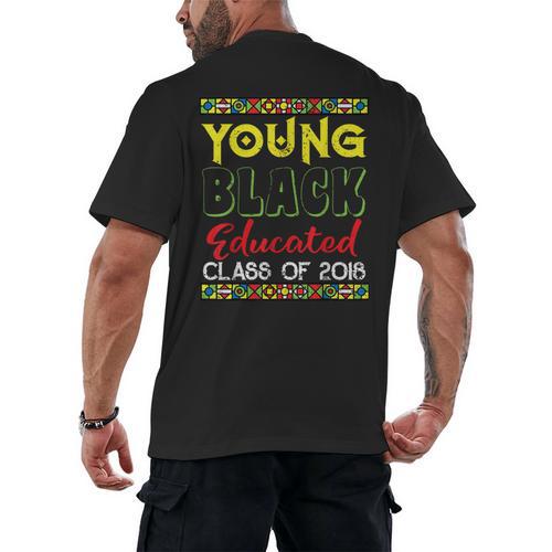 African American High School Graduation Grad Shirt Men's Back Print T-Shirt - Best Gift Smart